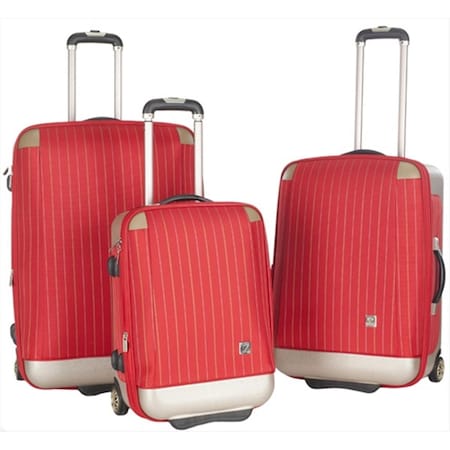 3 Piece Oneonta Luggage Set - Red Stripe